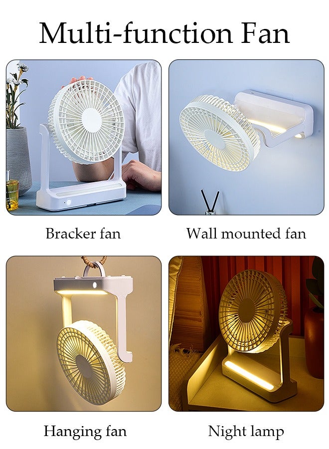 DUNISO 3 in 1 Desk Fan, Multi-angle Rotation Wall Mounted Fan with LED Light, USB Hanging Fan, Lightweight Table Fan with 3 Speed Regulation for Home, Office, Travel, Camping, Outdoor - Image 3