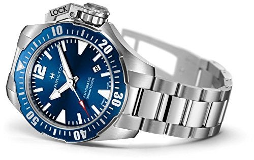 Hamilton Watch Khaki Navy Frogman Auto | Swiss Made | 42mm Stainless Steel Case | Blue Dial Analog Watch | Silver Stainless Steel Bracelet (Model: H77705145) - Image 2