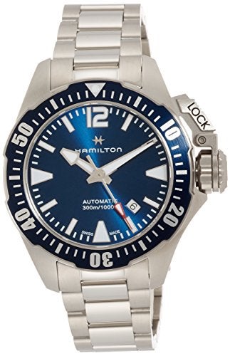 Hamilton Watch Khaki Navy Frogman Auto | Swiss Made | 42mm Stainless Steel Case | Blue Dial Analog Watch | Silver Stainless Steel Bracelet (Model: H77705145) - Image 1