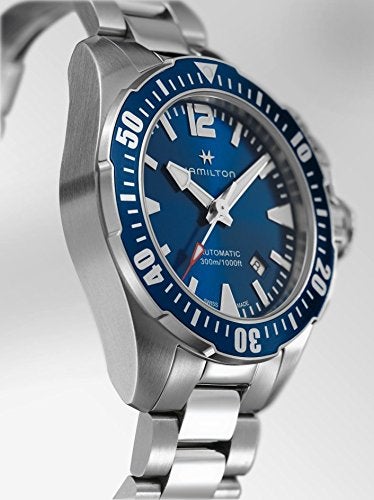 Hamilton Watch Khaki Navy Frogman Auto | Swiss Made | 42mm Stainless Steel Case | Blue Dial Analog Watch | Silver Stainless Steel Bracelet (Model: H77705145) - Image 3