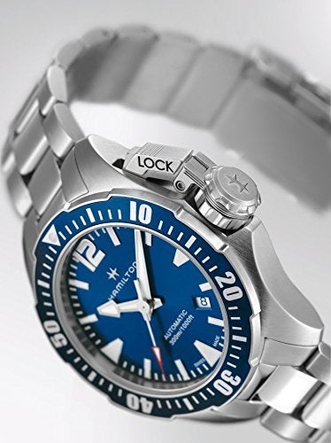 Hamilton Watch Khaki Navy Frogman Auto | Swiss Made | 42mm Stainless Steel Case | Blue Dial Analog Watch | Silver Stainless Steel Bracelet (Model: H77705145) - Image 4
