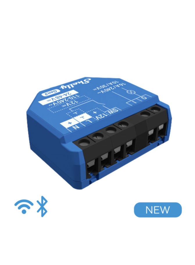 شيلي جهاز تحكم عن بعد ذكي  أوروبي شيلي (Shelly 1 Gen3) يعمل بتقنية الواي فاي والبلوتوث ،دائرة معزولة ،قناة واحدة 16 أمبير - Image 1