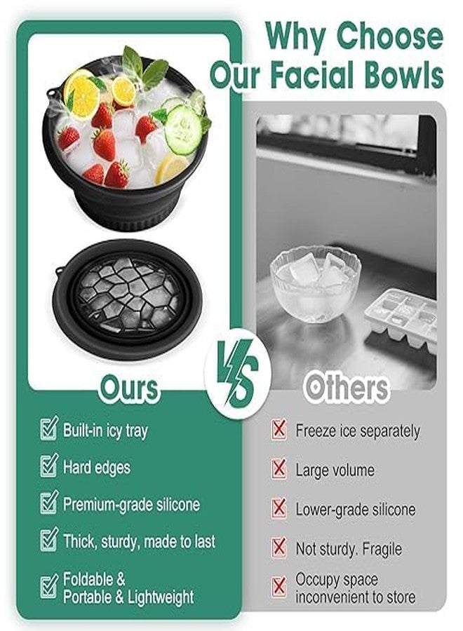 Onprix Foldable Silicone Ice Bath Bowl with Built-in Ice Tray - Portable Cold Compress Treatment for Skin Tightening, Durable Lightweight Facial Cold Therapy Bowl, Cooling for Swelling Relief-Multi - Image 4