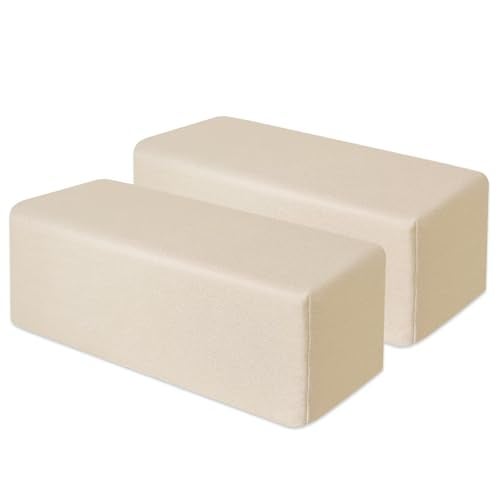 NANGELRN 2 Pack Couch Arm Rest Pillow 6''x6''x20'' Faux Leatharie Armrest Cushion, High Density Foam Pillows, Removable & Washable Headboard Elbow Support for Armchair Sofa Bed, Beige - Image 1