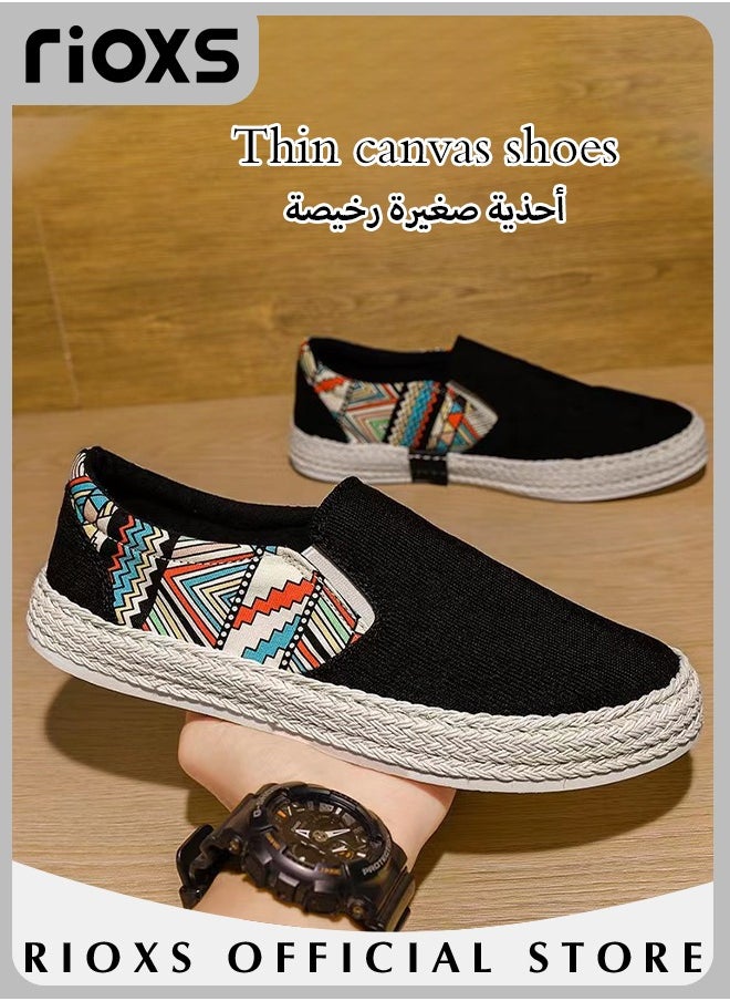 RIOXS - Men's Classic Canvas Low Top Sneakers Lightweight Breathable Casual Slip On Shoes Fashion Comfortable Flat Sandals - Image 1