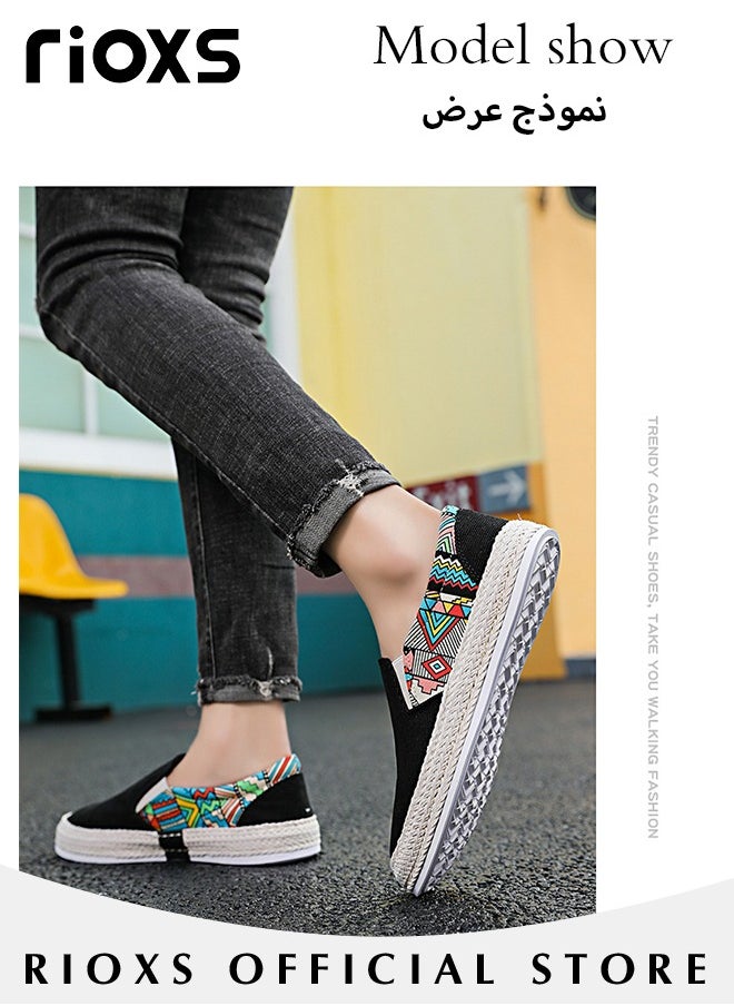 RIOXS - Men's Classic Canvas Low Top Sneakers Lightweight Breathable Casual Slip On Shoes Fashion Comfortable Flat Sandals - Image 1