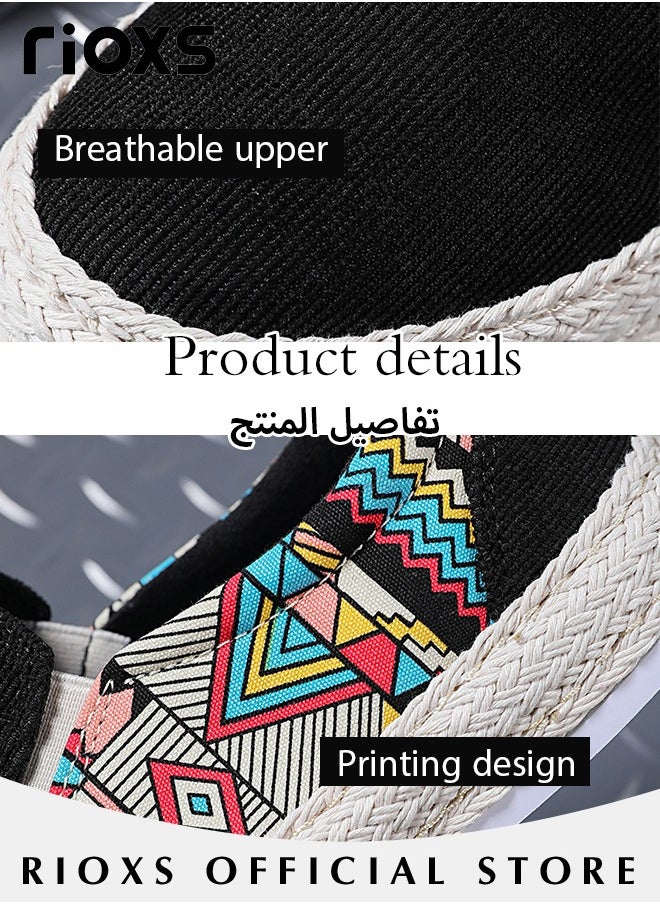 RIOXS - Men's Classic Canvas Low Top Sneakers Lightweight Breathable Casual Slip On Shoes Fashion Comfortable Flat Sandals - Image 1