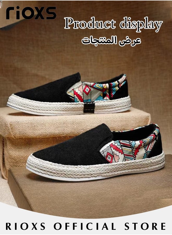 RIOXS - Men's Classic Canvas Low Top Sneakers Lightweight Breathable Casual Slip On Shoes Fashion Comfortable Flat Sandals - Image 1