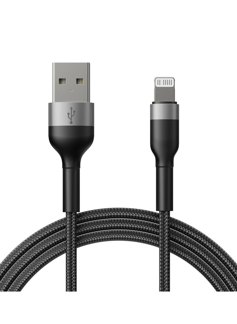 ROMOSS USB-A TO LIGHTNING 2.4A DATA CHARGING NYLON BRAIDED CABLE 1M - BLACK - Image 3