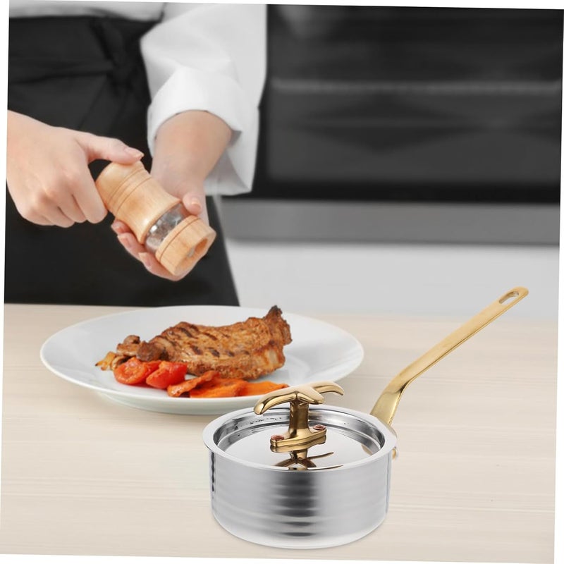 SMASOLO Stainless Steel Sauce Pan Pouring Spout Multi-functional Small Cooking Pot for Sauces Oils and Compact Design for Easy Storage Kitchen Essential - Image 2