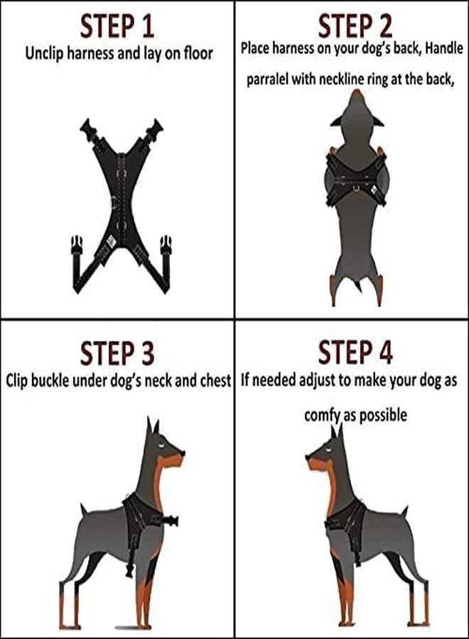 Smart Pups Vest Harness for Dogs Large Size with Padded Black Rope Leash Comfortable &Breathable & Durable -Dog Harness for Large German Shepherd Vest Harness for Dog (Pack 1) - Image 2