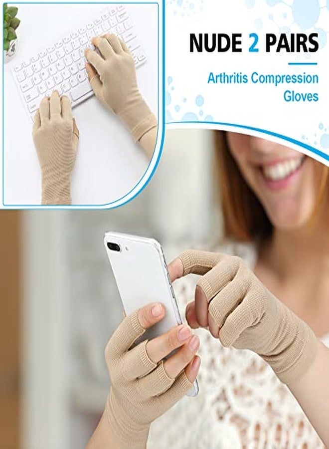 Woanger 2 Pairs Compression Gloves for Women Men 20-30 Mmhg Seamless Fingerless Compression Hand Thumb for Typing Crocheting - Image 3