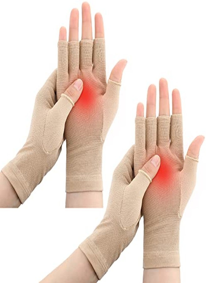Woanger 2 Pairs Compression Gloves for Women Men 20-30 Mmhg Seamless Fingerless Compression Hand Thumb for Typing Crocheting - Image 1