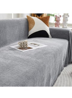 GUDOO Sofa Couch Cover Blanket Tassel Style Sectional Couch Cover L Shaped Couch Cover Chenille Slipcovers Living Room for Cushion Couch Cover Protector for Dogs Pets,Kids,230*180CM,Gray  - Image 4