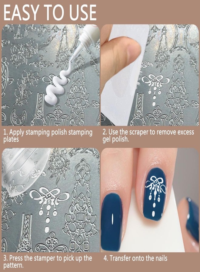 YOLCAR 4Pcs Silicone French Tip Nail Stamp Kit, Soft Jelly Stamper with Replacement Nail Stamper Heads and Scraper for Home DIY Nail Salons - Image 5
