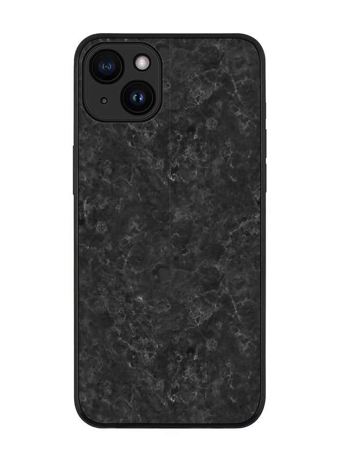 Stylizedd Cover for iPhone 15 Case Rugged Black Slim fit Soft Flexible Anti Drop TPU Gel Thin Protective Phone Cases - Marble Texture Black - Image 1