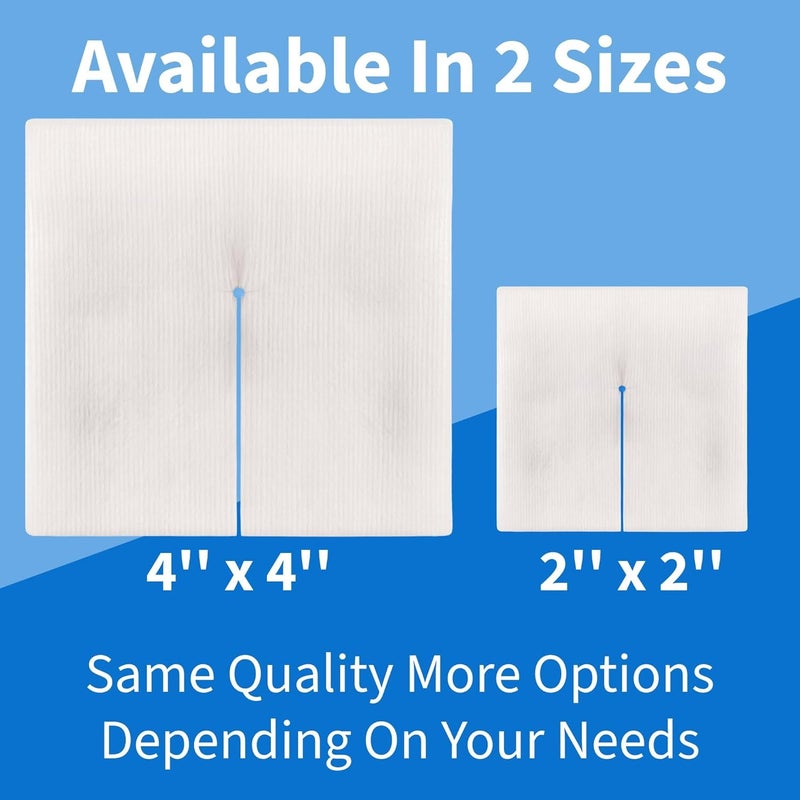 Vakly Split Drain Sponge Gauze 4x4 Sterile 6 Ply Pads [100 Pack] Absorbent Precut 4"X4" Non-Woven Slit Pre Cut Bandages +2 Rolls Medical Tape for I.V. Tracheostomy - 25 Packs of 2 â€“Packaging May Vary - Image 5