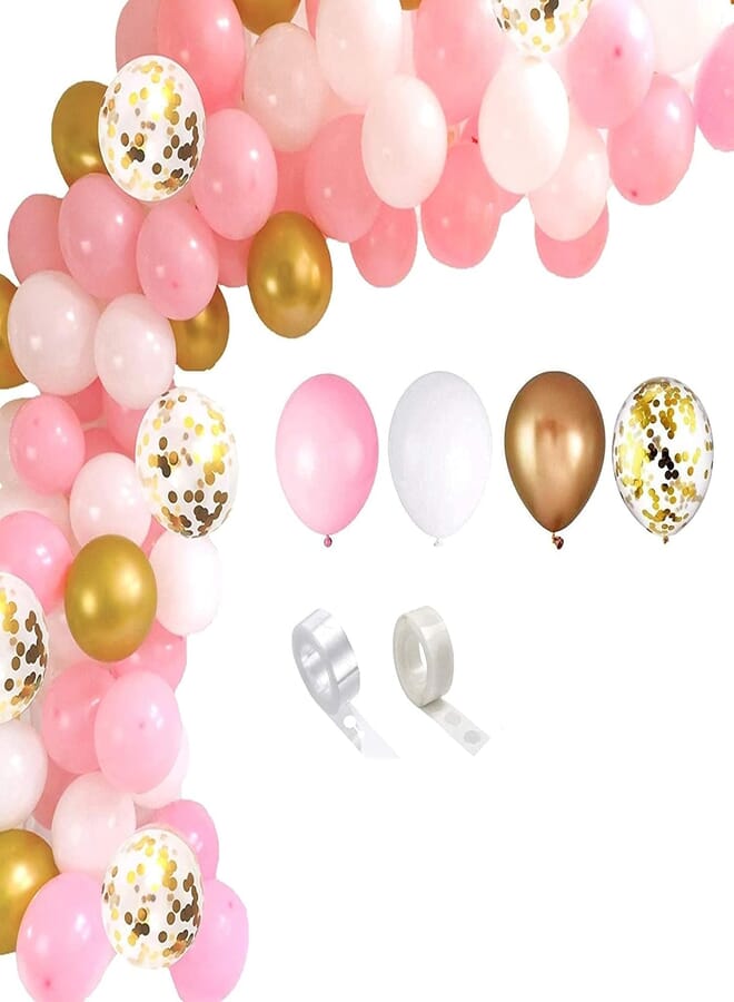 Secret Pink Balloon Arch Kit 121pcs - Balloon Pump, Pink Balloons, White, Gold Latex Balloons & More. Balloon Garland Kit