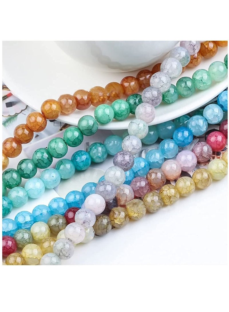 Colorful Cracked Glass Beads 200PCS Crackle Lampwork Crystal Beads with Hole Sparkling Chakra Loose Beads for Crafts  Jewellery Making Necklace Bracelet Earrings Mobiles Wind Chimes Gifts - Image 5