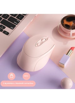 Wireless Mouse Bluetooth Silent Rechargeable Battery Office Mouse Notebook Desktop Computer Type-C Boys And Girls-Specification:[vitality Powder] Bluetooth + 2.4g Wireless Version ★ Charging Mute ★ →free Mouse Pad - Official Standard