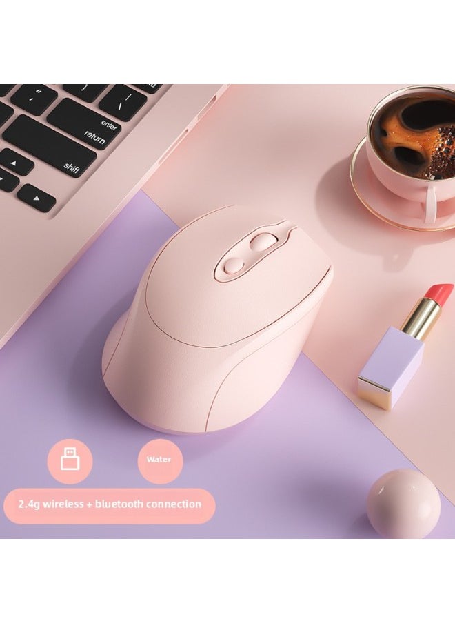 Generic - Wireless Mouse Bluetooth Silent Rechargeable Battery Office Mouse Notebook Desktop Computer Type-C Boys And Girls-Specification:[vitality Powder] Bluetooth + 2.4g Wireless Version ★ Charging Mute ★ →free Mouse Pad - Official Standard - Image 1