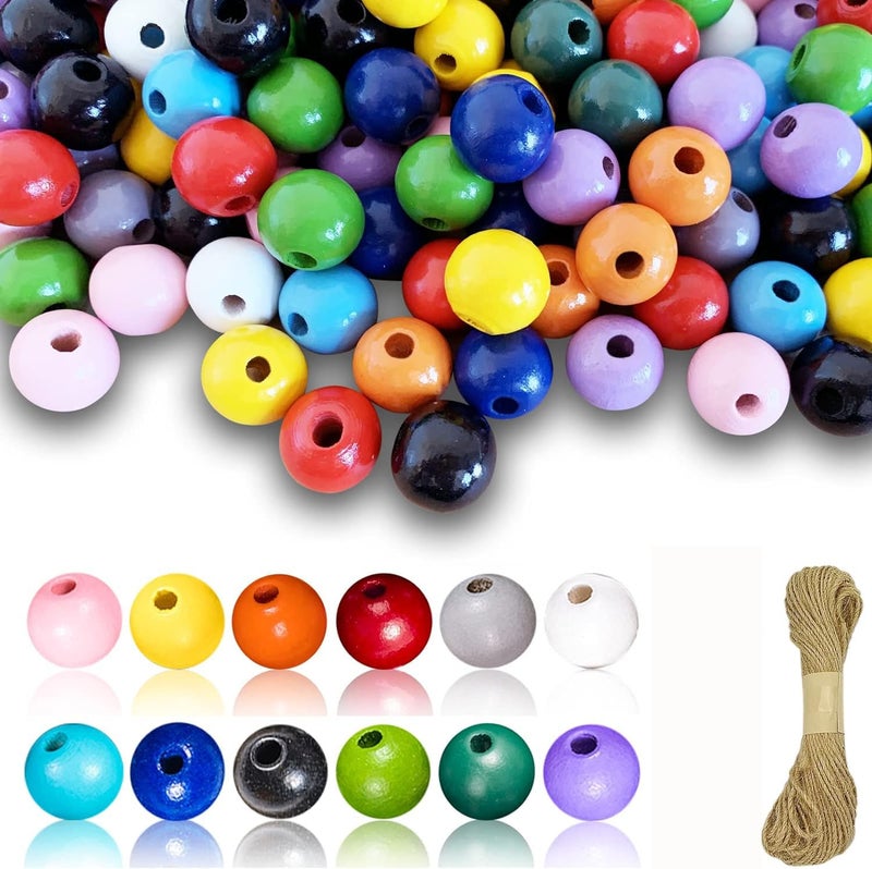 DIY Crafts DIY Crafts 130, Mix Beads Set, Include Printed Wooden & Plastic Beads Loose Random Unssorted Natural Wooden & Plastic Bead and Rainbow Color Wooden Beads for Jewelry Making DIY Contain P(130)  - Image 1
