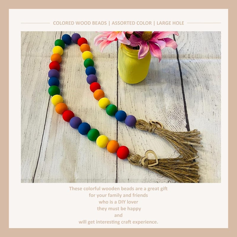 DIY Crafts DIY Crafts 130, Mix Beads Set, Include Printed Wooden & Plastic Beads Loose Random Unssorted Natural Wooden & Plastic Bead and Rainbow Color Wooden Beads for Jewelry Making DIY Contain P(130)  - Image 3