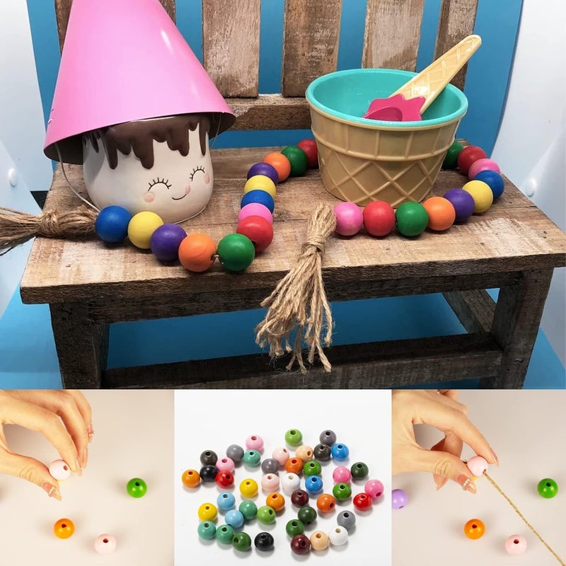 DIY Crafts DIY Crafts 130, Mix Beads Set, Include Printed Wooden & Plastic Beads Loose Random Unssorted Natural Wooden & Plastic Bead and Rainbow Color Wooden Beads for Jewelry Making DIY Contain P(130)  - Image 2