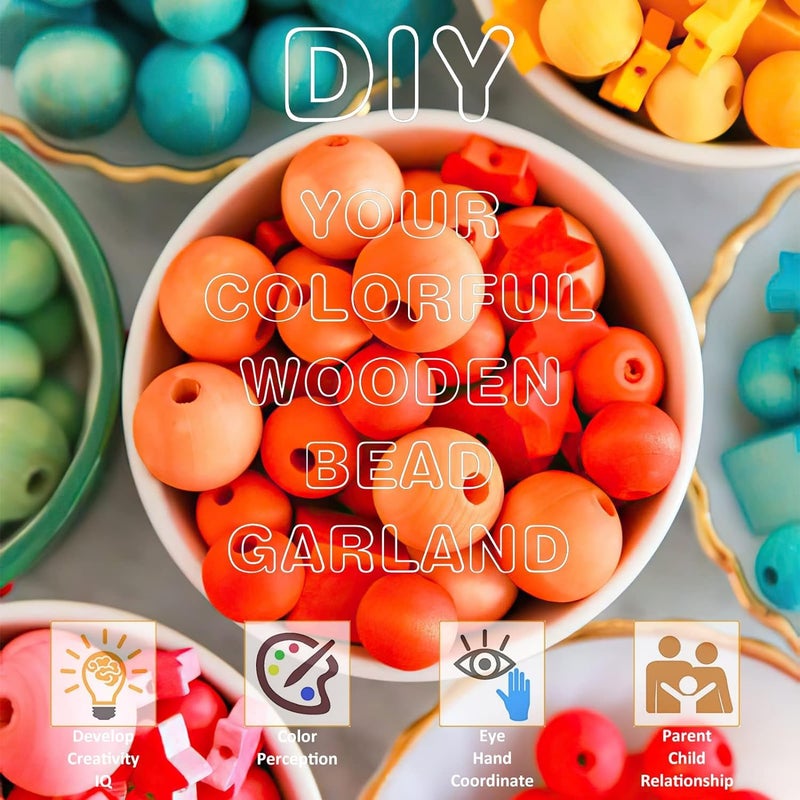 DIY Crafts DIY Crafts 130, Mix Beads Set, Include Printed Wooden & Plastic Beads Loose Random Unssorted Natural Wooden & Plastic Bead and Rainbow Color Wooden Beads for Jewelry Making DIY Contain P(130)  - Image 4
