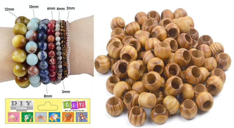 DIY Crafts DIY Crafts 130, Mix Beads Set, Include Printed Wooden & Plastic Beads Loose Random Unssorted Natural Wooden & Plastic Bead and Rainbow Color Wooden Beads for Jewelry Making DIY Contain P(130)  - Image 5