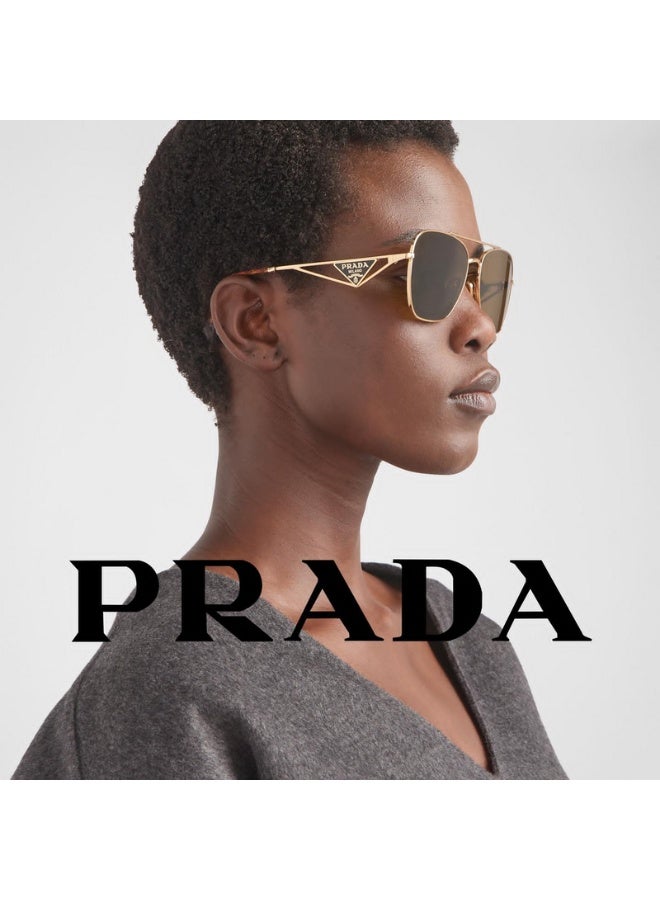Prada Sport Prada Sport PR 57YS Sunglasses,Triangle Logo Fashion Glasses,Gold Frame with Black Lens,Unisex  - Image 2