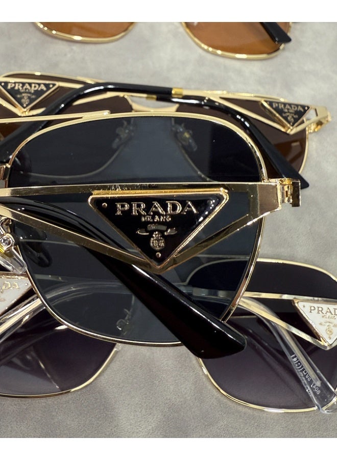 Prada Sport Prada Sport PR 57YS Sunglasses,Triangle Logo Fashion Glasses,Gold Frame with Black Lens,Unisex  - Image 4