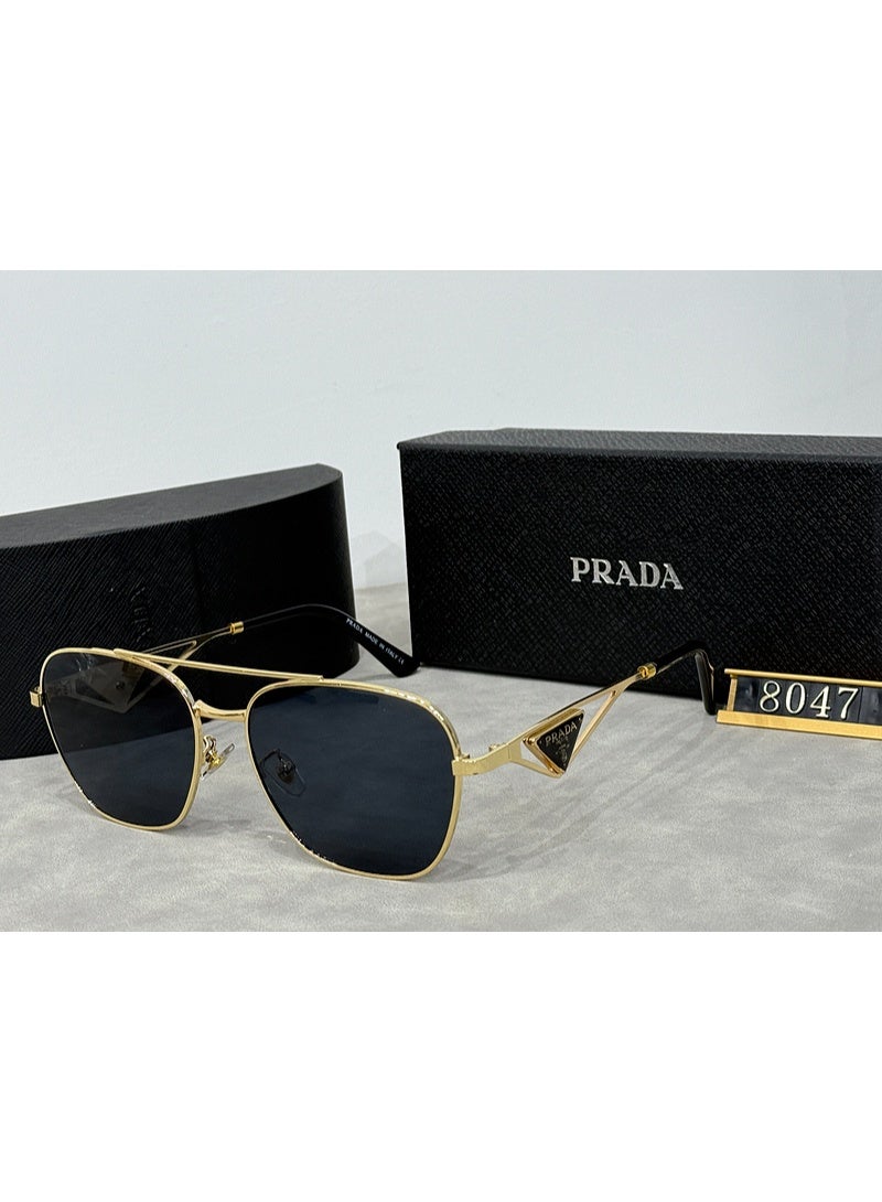 Prada Sport Prada Sport PR 57YS Sunglasses,Triangle Logo Fashion Glasses,Gold Frame with Black Lens,Unisex  - Image 1