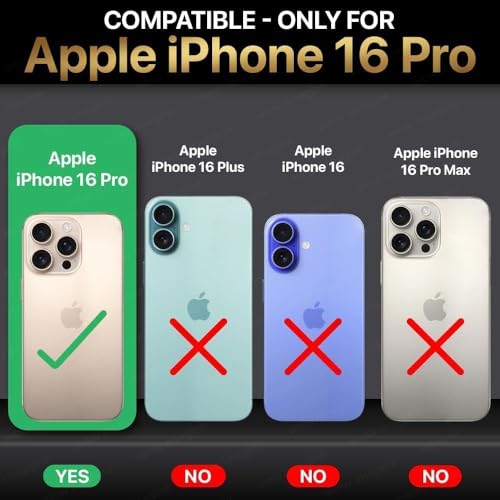 WOW IMAGINE Back Cover for iPhone 16 Pro | Shockproof Tough Leather Texture Hard Mobile Case | Ultra Slim Non-Slip Grip | Inner Velvet Fabric | Metal Camera Ring – Black - Image 2