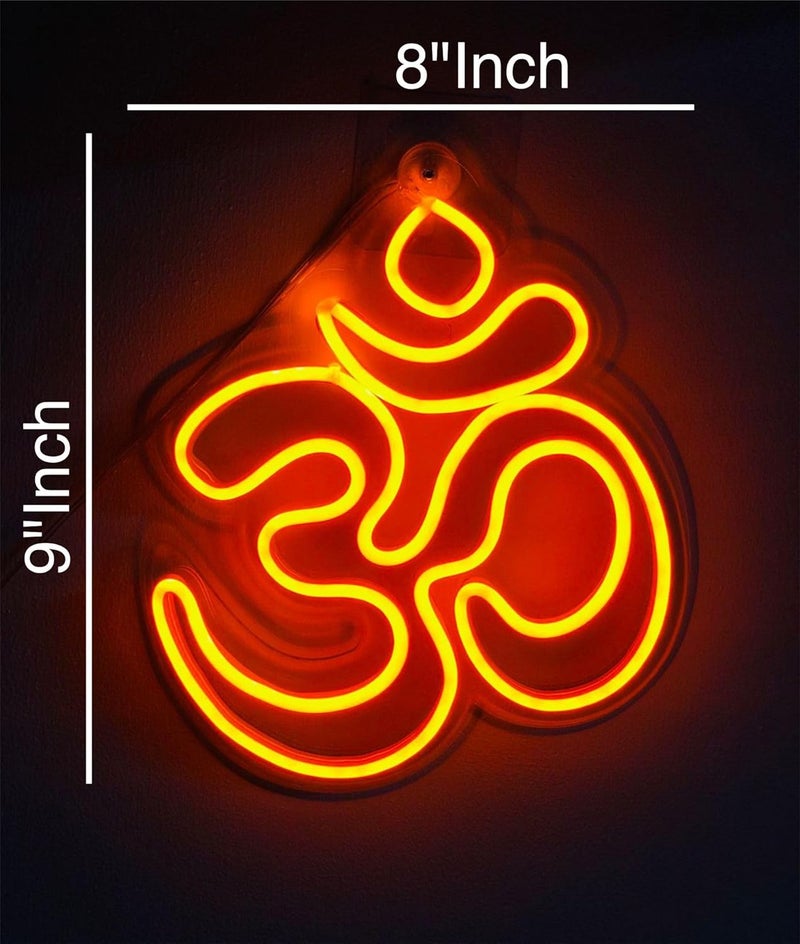 RGY Om Led Neon Light for Wall Office Pooja room Mandir Decoration Home Decore Diwali Gift 8Inch x 9Inch Orange Light - Image 2
