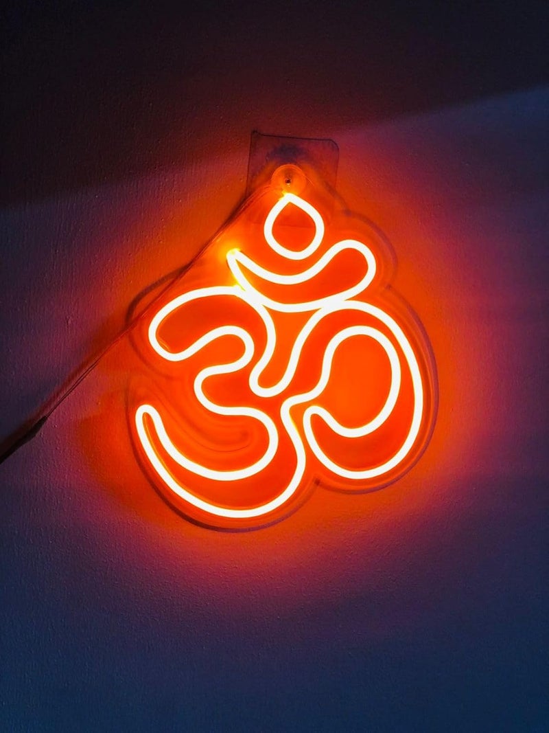 RGY Om Led Neon Light for Wall Office Pooja room Mandir Decoration Home Decore Diwali Gift 8Inch x 9Inch Orange Light - Image 3