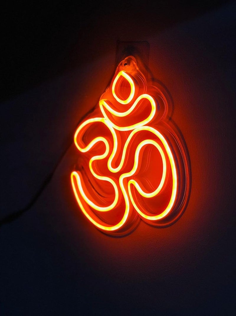 RGY Om Led Neon Light for Wall Office Pooja room Mandir Decoration Home Decore Diwali Gift 8Inch x 9Inch Orange Light - Image 5