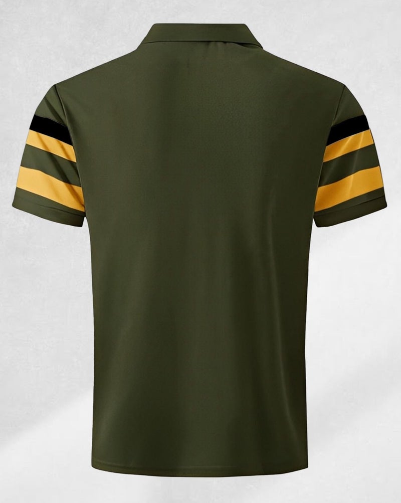 AUSK Men Polo Tshirt with Half Sleeve Regular Fit Olive - Image 3