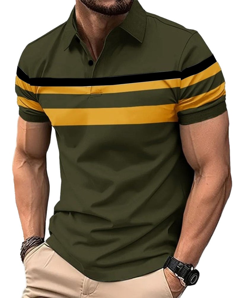 AUSK Men Polo Tshirt with Half Sleeve Regular Fit Olive - Image 5