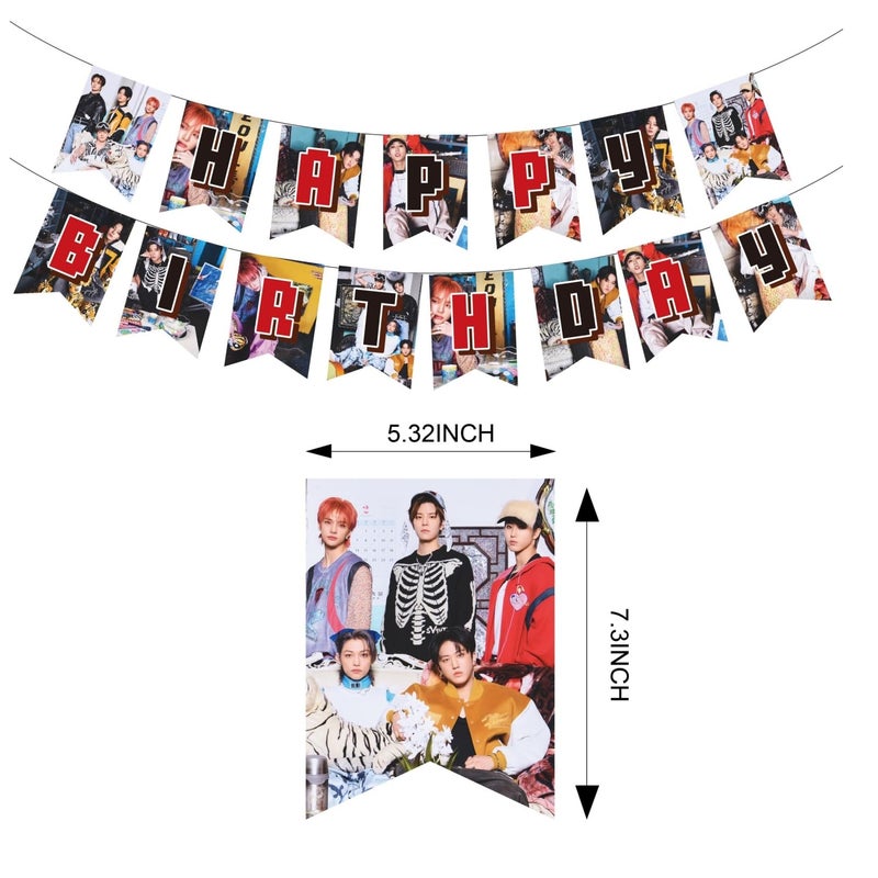 eTel Like Stray Kids Merch 5 Star Party Decorations Include Happy Birthday Banners, Cake Toppers, Cupcake Toppers, Balloons - Image 3