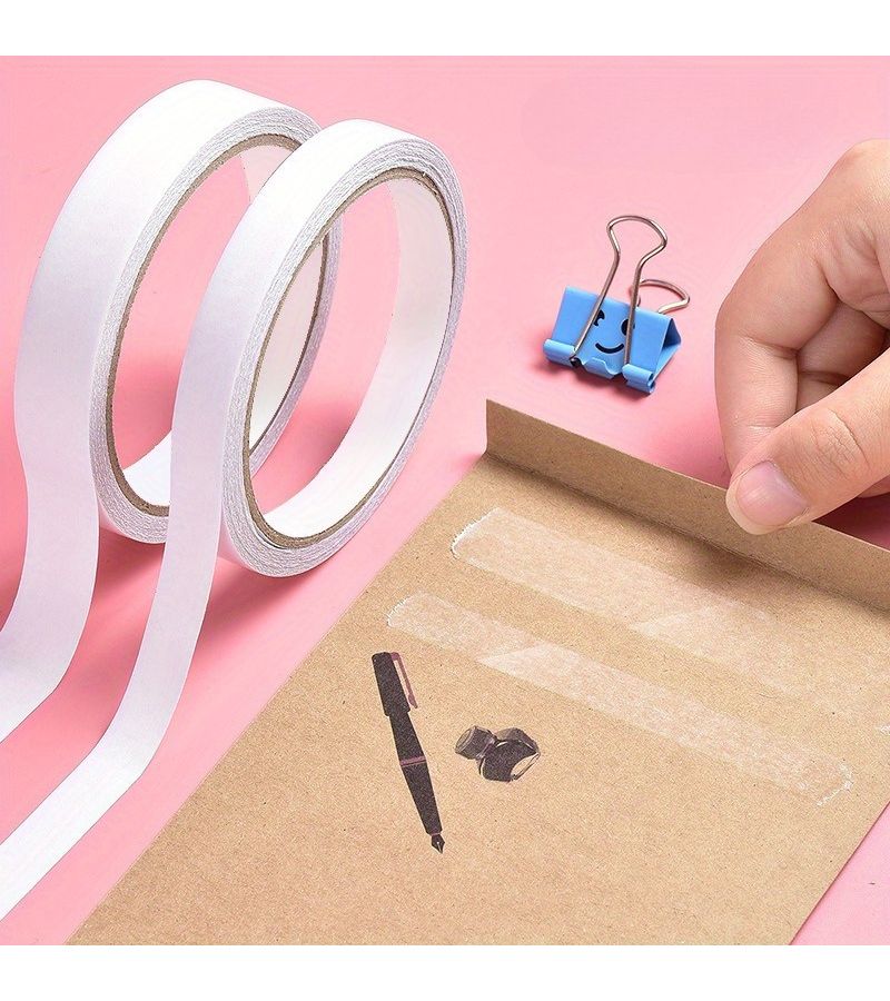White Double Sided Tape 10 Rolls 0.5 x 450 cm Strong Gift Packaging Office Stationery - Image 4