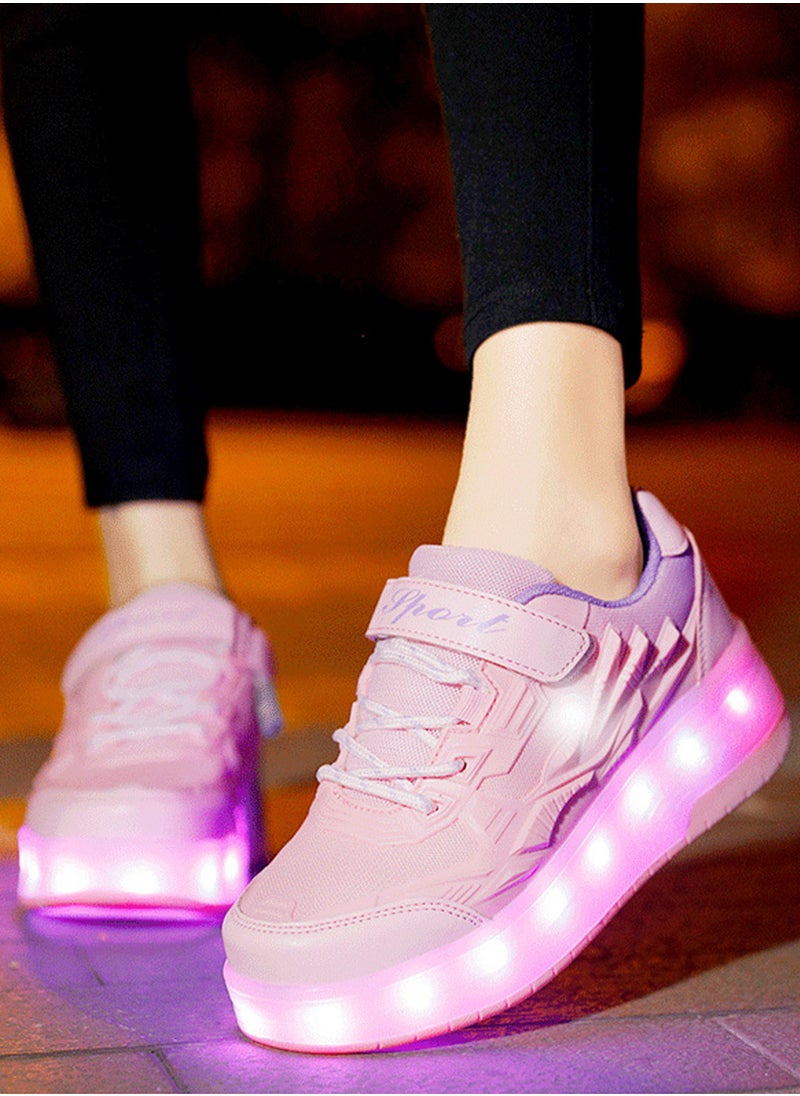 Sharpdo Roller Shoes USB Charge Girls Boys Sneakers with Wheels LED Roller Skates Shoes  - Image 2