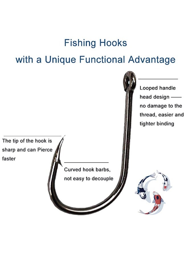 500PCS Steel Barbed Fishing Hooks with Holes, 10 Specifications, High Carbon Steel Fishing Hooks Set for Freshwater Saltwater - Image 5