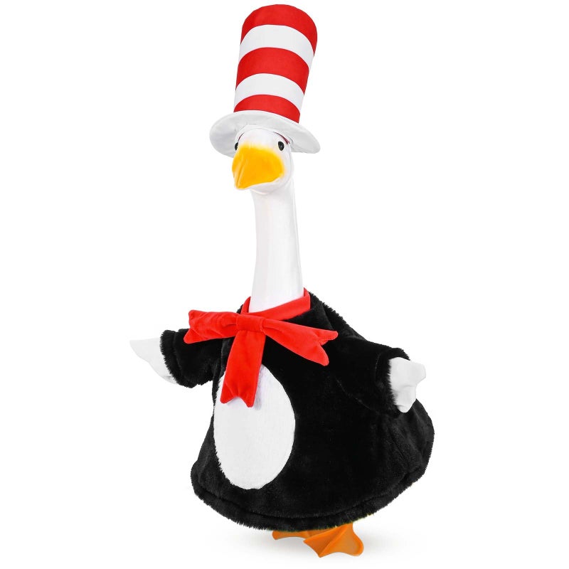 JcHrmers Cat Porch Goose Outfits Red White Striped Goose Outfit Lawn Porch Goose Clothes Fits 23" Cement Plastic Goose Statue for World Book Day Outdoor Garden Yard Patio Statue Art Decor - Image 1