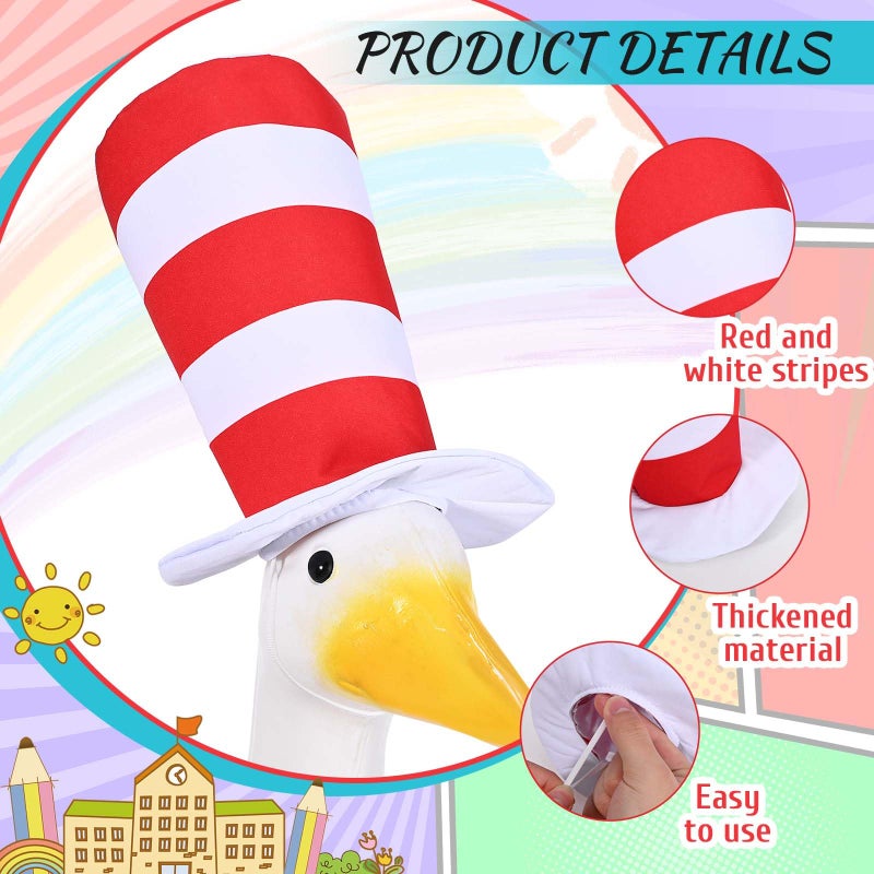 JcHrmers Cat Porch Goose Outfits Red White Striped Goose Outfit Lawn Porch Goose Clothes Fits 23" Cement Plastic Goose Statue for World Book Day Outdoor Garden Yard Patio Statue Art Decor - Image 3