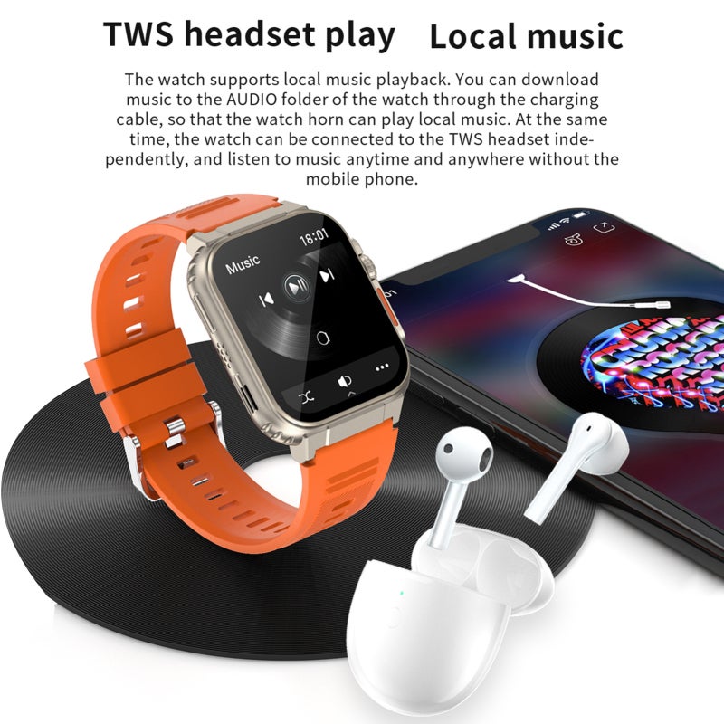 Smartwatch 1.96 Inch Ultra-Long Battery Life Health Monitor - IP68 Waterproof Sports Mode for Android iOS Users - Image 4