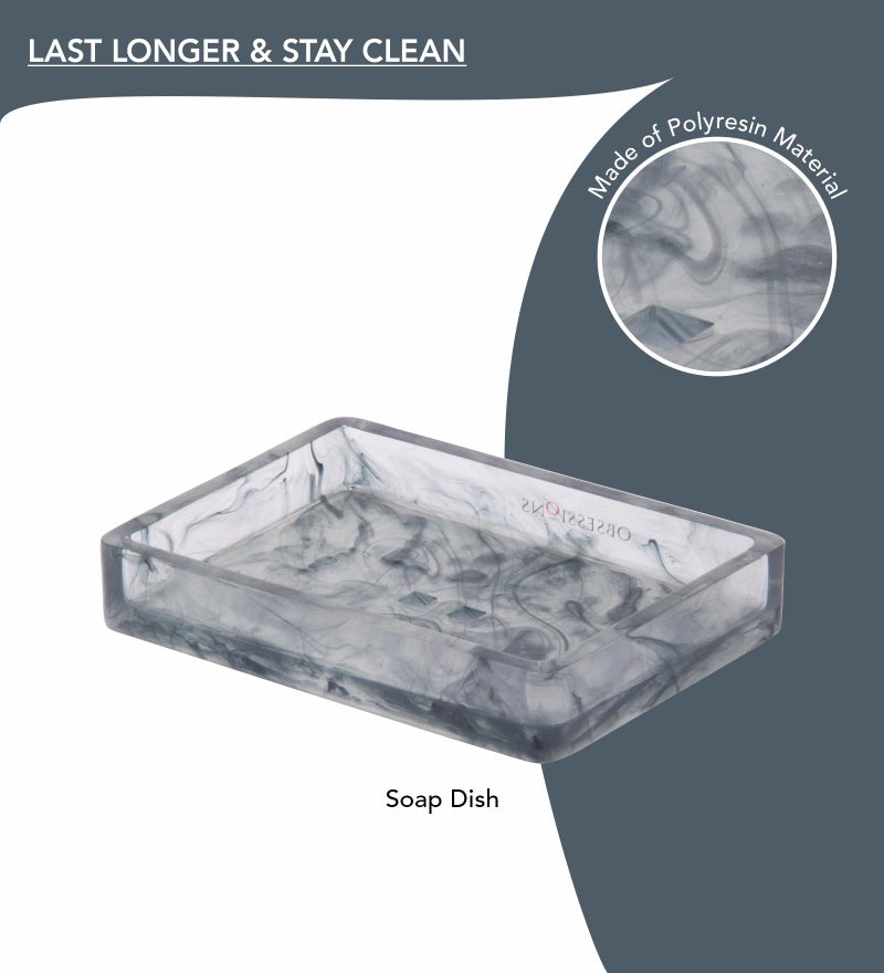 OBSESSIONS Set of 4 Pc Polyresin Bathroom Set, Blue - Image 5