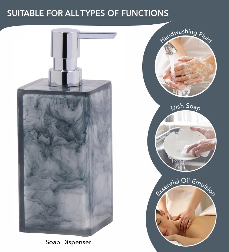 OBSESSIONS Set of 4 Pc Polyresin Bathroom Set, Blue - Image 3