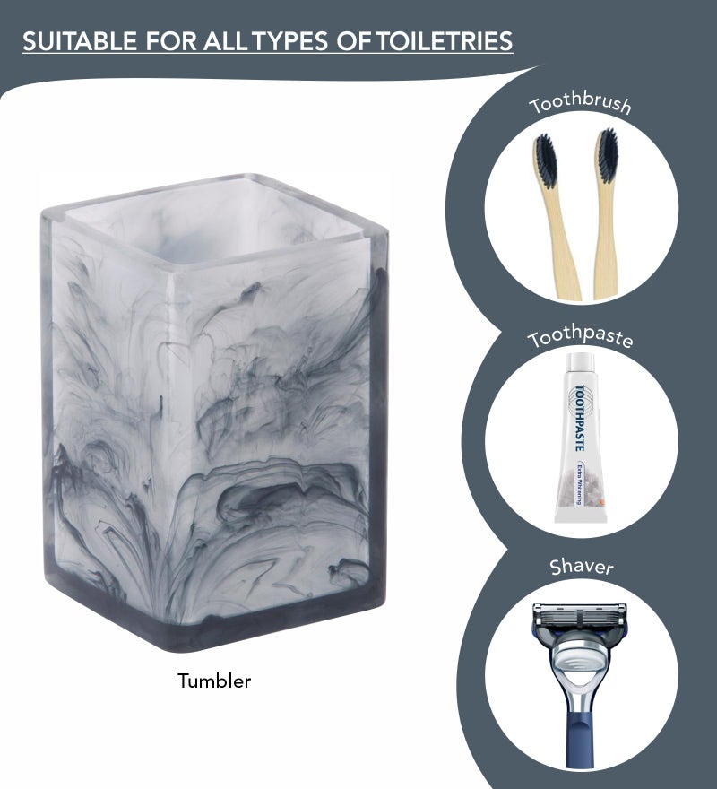 OBSESSIONS Set of 4 Pc Polyresin Bathroom Set, Blue - Image 4