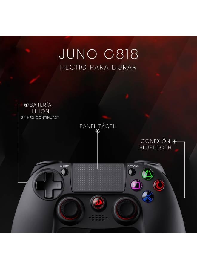 ريدراجون G818 JUNO Bluetooth Gamepad , Joystick with Dual Vibration, Harrow, for Windows PC, PS3, Playstation, Android, Xbox 360 (Black) - Image 2